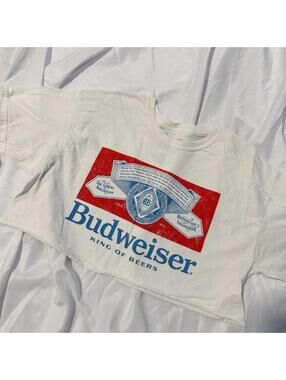 Budweiser "King Of Beers" Distressed Cropped Graphic Tee